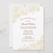 ブルグンディエレガント&ゴールデンバラブライダルシャワー 招待状 (正面)