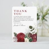 ブルグンディエレガント&ホワイトフローラ悔やみや弔慰 サンキューカード (スタンド正面)