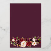 ブルグンディエレガント&赤面ローズブーケ金ゴールド 箔招待状 (裏面)