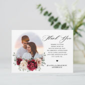 ブルグンディシャンパンアイボリーモーヴバラ結婚フローラズ サンキューカード (スタンド正面)