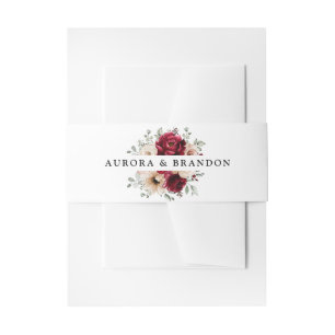 ブルグンディシャンパンアイボリーモーヴバラ結婚フローラズ 招待状ベリーバンド