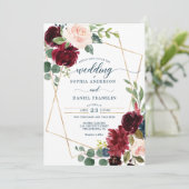 ブルグンディネービーフローラ結婚式招待状 招待状 (スタンド正面)