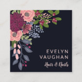 ブルグンディハイドランゲア&ピンクローズ スクエア名刺 (正面)