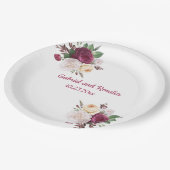  ブルグンディバラブーケ婚約パーティ ペーパープレート (アングル)