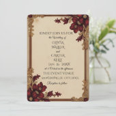 ブルグンディビクトリアン深いレッドフローラ 招待状 (スタンド正面)