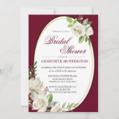 ブルグンディフォーマルレッドフローラ金ゴールドブライダルシャワー 招待状 (正面)