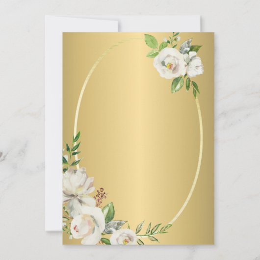 ブルグンディフォーマルレッドフローラ金ゴールドブライダルシャワー 招待状 (裏面)