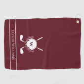 ブルグンディホワイトクロスゴルフクラブリースモノグラム ゴルフタオル (横)