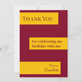 ブルグンディミニマルアンド金ゴールドシエレガントック誕生日 サンキューカード (正面)