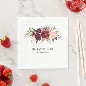 ブルグンディモダンと赤面フローラ結婚ズ スタンダードランチョンナプキン (インサイチュ)