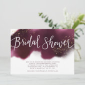 ブルグンディモダンと金ゴールドグリッターブライダルシャワー 招待状 (スタンド正面)