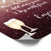 ブルグンディモダンバラ金ゴールドグリッターミモサバー標識 ポスター (角)