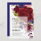 ブルグンディモダンブルーバラフローラオーバーレイ結婚ズ (正面/裏面)