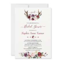 ブルグンディモダンプラムフローラ〔雄ジカの〕枝角ブライダルシャワー