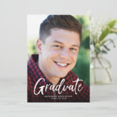 ブルグンディモダンマルーン写真卒業 案内状 (スタンド正面)