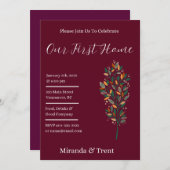 ブルグンディモダン引っ越し祝いパーティーパーティの招待状 招待状 (正面/裏面)