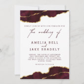 ブルグンディモダン金ゴールドアゲート結婚式招待状 招待状 (正面)