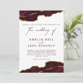 ブルグンディモダン金ゴールドアゲート結婚式招待状 招待状 (スタンド正面)