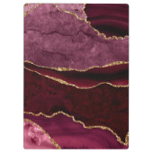 ブルグンディレッド&金ゴールドグリッターマーブルアゲートモノグラム クリップボード (裏面)