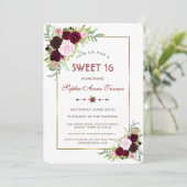 ブルグンディ王室のマルサラフローラ金ゴールドスウィート16 招待状 (スタンド正面)