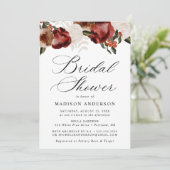 ブルグンディ素朴とアイボリーバラブライダルシャワー 招待状 (スタンド正面)