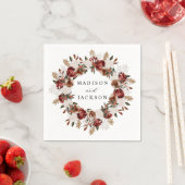 ブルグンディ素朴とアイボリーバラ結婚ズ スタンダードカクテルナプキン (インサイチュ)