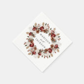 ブルグンディ素朴とアイボリーバラ結婚ズ スタンダードカクテルナプキン (角)