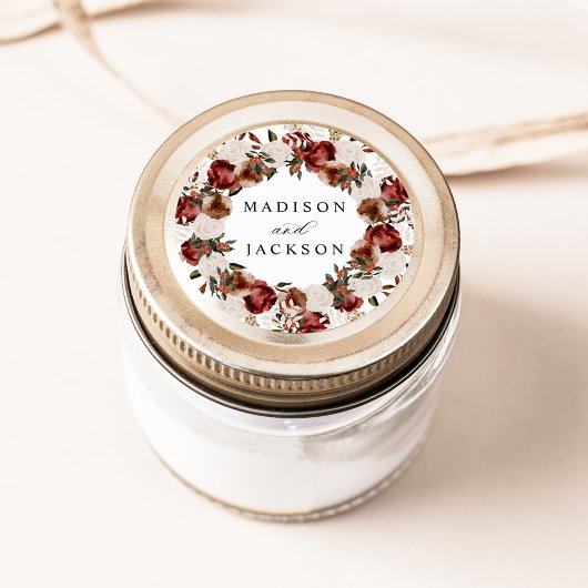 ブルグンディ素朴とアイボリーバラ結婚ズ ラウンドシール