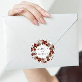 ブルグンディ素朴とアイボリーバラ結婚ズ ラウンドシール