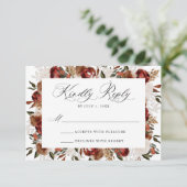 ブルグンディ素朴とアイボリーバラ結婚ズ 出欠カード (スタンド正面)