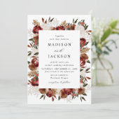 ブルグンディ素朴とアイボリーバラ結婚ズ 招待状 (スタンド正面)