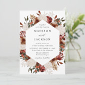 ブルグンディ素朴とアイボリーバラ結婚式招待状 招待状 (スタンド正面)