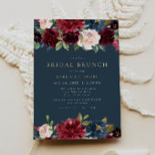 ブルグンディ素朴と海軍のフローラブライダルブランチ 招待状