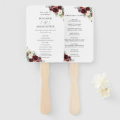 ブルグンディ素朴アイボリーフローラ結婚式 プログラム ハンドファン (正面&裏面)