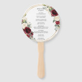 ブルグンディ素朴アイボリーフローラ金ゴールド結婚式 プログラム ハンドファン (裏面)