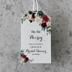 ブルグンディ素朴シップショホレーブライダルシャワー ギフトタグ