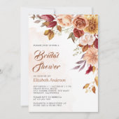 ブルグンディ素朴テラコッタフローラブライダルシャワー 招待状 (正面)