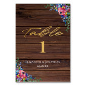 ブルグンディ素朴ネイビー金ゴールドフローラ披露宴 テーブルナンバー (裏面)