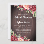 ブルグンディ素朴バラフローラブライダルシャワー 招待状 (正面)