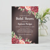 ブルグンディ素朴バラフローラブライダルシャワー 招待状 (スタンド正面)