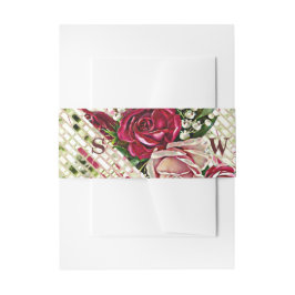 ブルグンディ素朴フローラマルーンバラズ結婚 招待状ベリーバンド