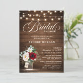 ブルグンディ素朴フローラメイスンジャーブライダルシャワー 招待状 (スタンド正面)