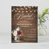 ブルグンディ素朴フローラメイスンジャールブライダルランチョン 招待状 (スタンド正面)