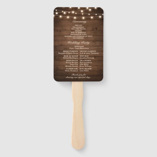 ブルグンディ素朴フローラメイスンジャー結婚式 プログラム ハンドファン (裏面)