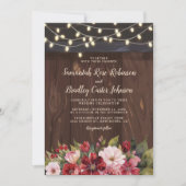 ブルグンディ素朴フローラレッド秋の結婚式 招待状 (正面)