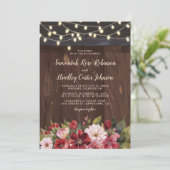 ブルグンディ素朴フローラレッド秋の結婚式 招待状 (スタンド正面)