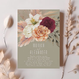 ブルグンディ素朴フローラ披露宴招待状 招待状