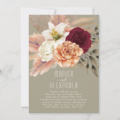 ブルグンディ素朴フローラ披露宴招待状 招待状 (正面)