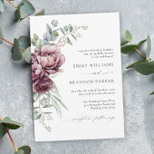 ブルグンディ素朴フローラ秋の結婚式 招待状