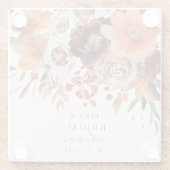 ブルグンディ素朴フローラ秋ブライダルシャワー ガラスコースター (裏面)